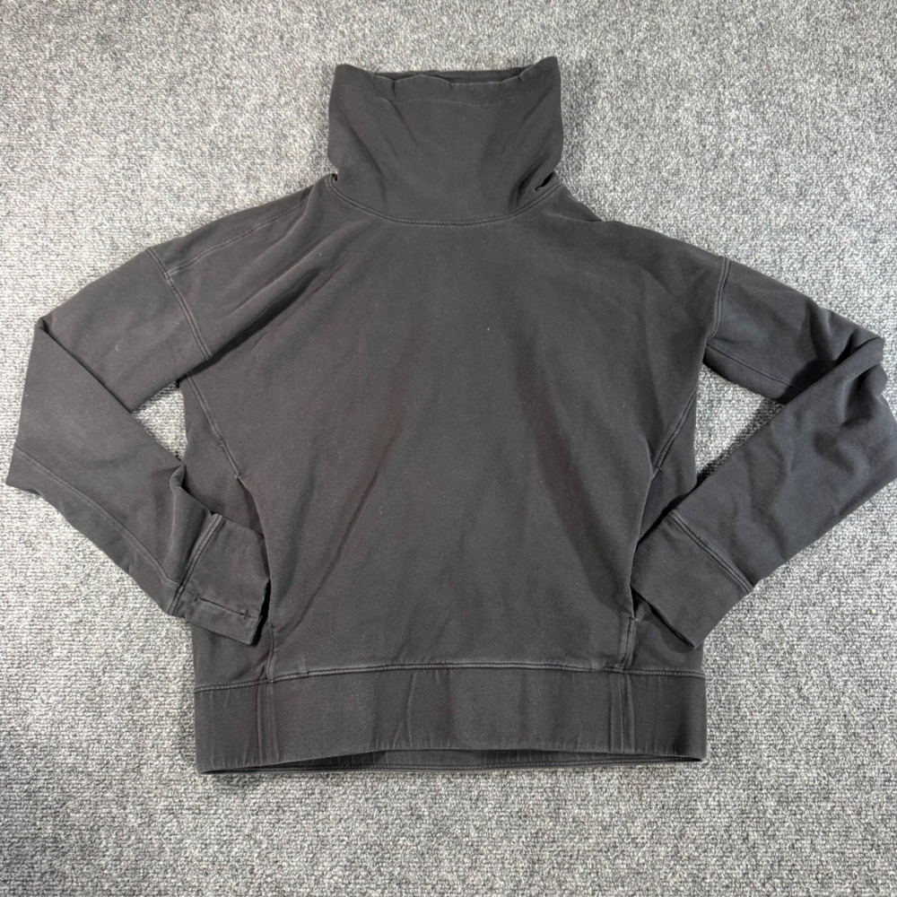 Lululemon Warm Your Core Pullover Black Funnel Neck Sweatshirt Size 6 LW3CA2S